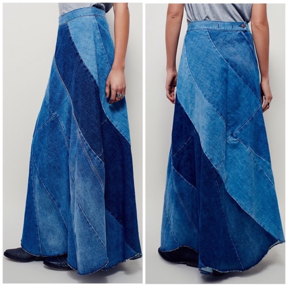 Free People denim maxi skirt - Picture 2 of 7